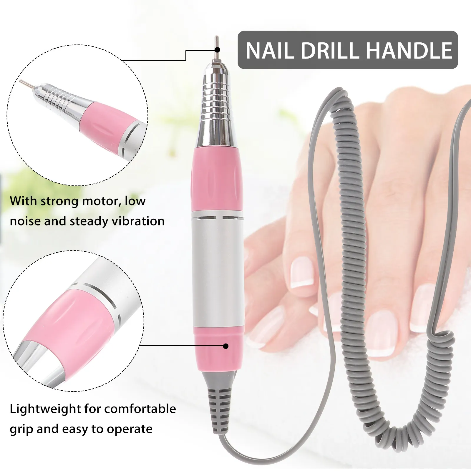 Professional Nail Drill Handle Pink Lightweight Durable Low Noise Low Heat for Electric 202 Nail Manicure Pedicure
Professional Nail Drill Handle Pink Lightweight Durable Low Noise Low Heat for Electric 202 Nail Manicure Pedicure