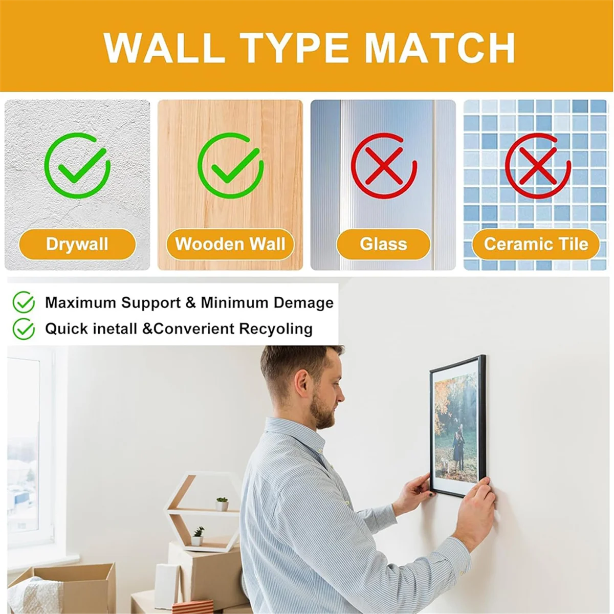 JAS-372PCS Picture Hooks for Hard Walls, Picture Hanging Kit for Picture Frame Fixing,Picture Hanger Set with Hooks,Sawtooth
JAS-372PCS Picture Hooks for Hard Walls, Picture Hanging Kit for Picture Frame Fixing,Picture Hanger Set with Hooks,Sawtooth
