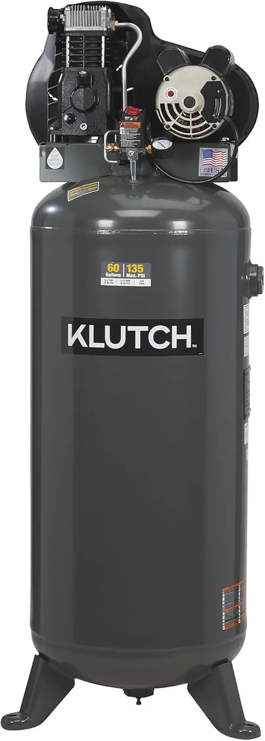 Single-Stage Vertical Air Compressor, 3.7 HP, 230 Volts Klutch 60-Gallon
Single-Stage Vertical Air Compressor, 3.7 HP, 230 Volts Klutch 60-Gallon