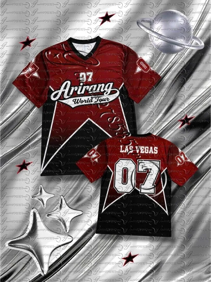 Arirang World Tour 07 Las Vegas Jersey Kpop Streetwear Retro Gradient Star Print Sports T-shirt for Men Women FamilyMatching
Arirang World Tour 07 Las Vegas Jersey Kpop Streetwear Retro Gradient Star Print Sports T-shirt for Men Women FamilyMatching