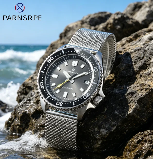 PARNSRPE Automatic Diver watches NH35A Movement 42mm man watch Gray Sunburst Dial Luminous Calendar clock Mechanical Watch
PARNSRPE Automatic Diver watches NH35A Movement 42mm man watch Gray Sunburst Dial Luminous Calendar clock Mechanical Watch