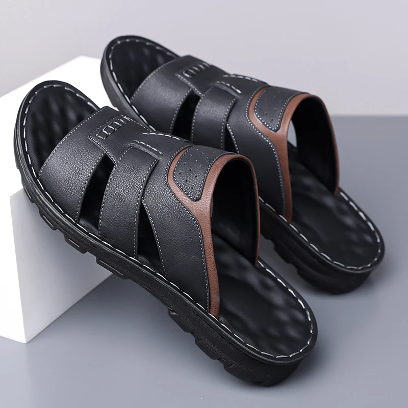 Summer Men Real Leather Beach Slippers Breathable Soft Sole Outdoor Leather Sandals
Summer Men Real Leather Beach Slippers Breathable Soft Sole Outdoor Leather Sandals