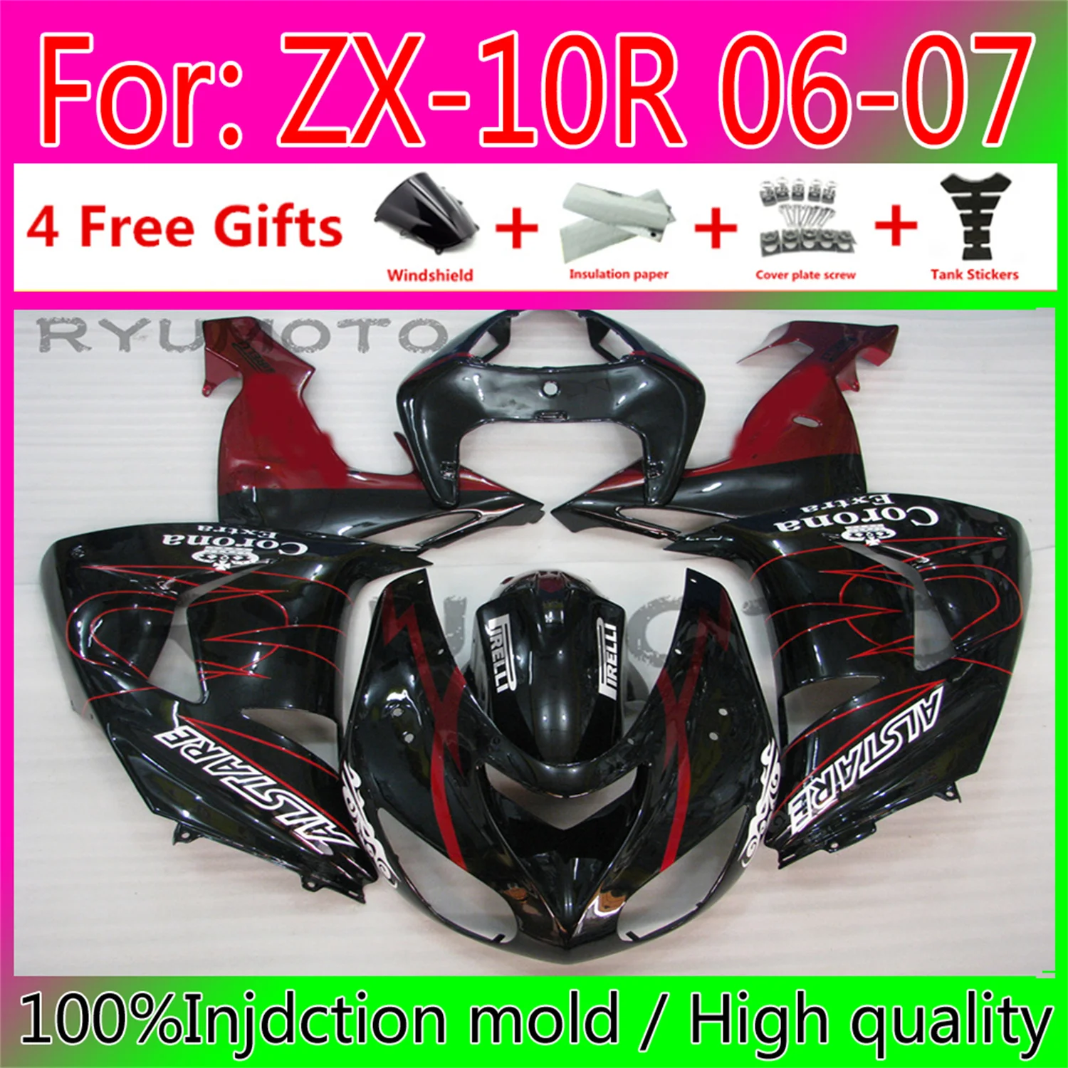 Motorcycle ABS Injection Molding Bodywork Fairings For Kawasaki ZX10R 2006 2007 ZX10R 06 07 Plastic Fairing
Motorcycle ABS Injection Molding Bodywork Fairings For Kawasaki ZX10R 2006 2007 ZX10R 06 07 Plastic Fairing