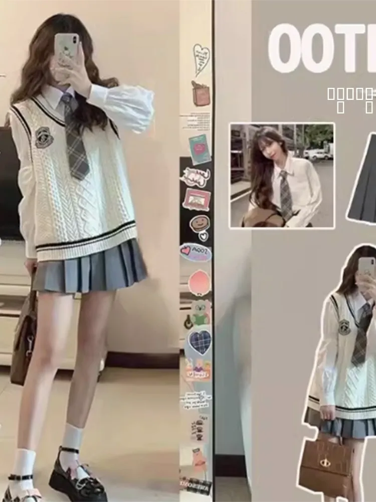 Women's Knitted Sweater Vest Top Set Autumn Winter Layering Outerwear Jk orm Sle V Ne Svel Faion College Girl
Women's Knitted Sweater Vest Top Set Autumn Winter Layering Outerwear Jk orm Sle V Ne Svel Faion College Girl