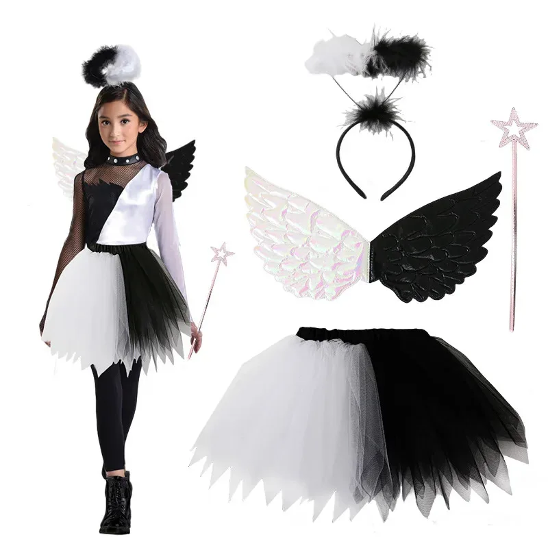 Festival party makeup costumes props children's performanceCOS dress up black and white angel wing set Halloween
Festival party makeup costumes props children's performanceCOS dress up black and white angel wing set Halloween
