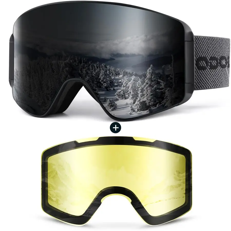 Ski Goggles with Detachable Lens, Frameless Interchangeable Lens AntiFog 100 UV Protection Snowboard Snow Goggles
Ski Goggles with Detachable Lens, Frameless Interchangeable Lens AntiFog 100 UV Protection Snowboard Snow Goggles