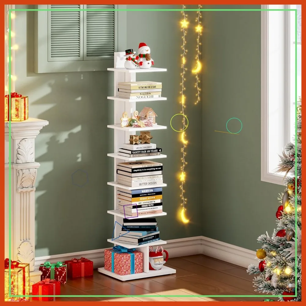 8-Tier Narrow Bookshelf for Small Spaces, Corner Standing Shelf for Living Room, Office, Study, Entryway in White
8-Tier Narrow Bookshelf for Small Spaces, Corner Standing Shelf for Living Room, Office, Study, Entryway in White