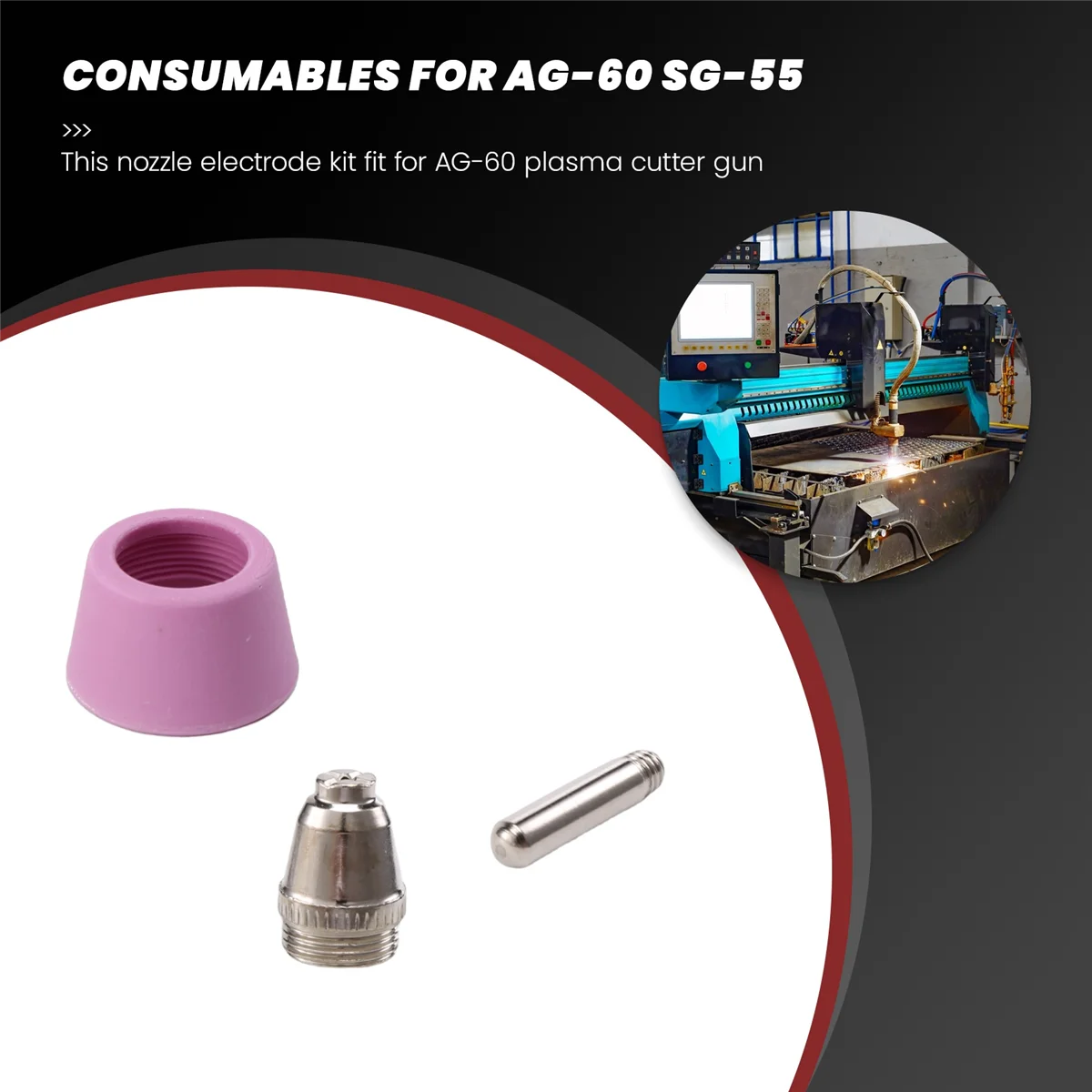 ABFKL 50Pcs Plasma Cutter Torch Consumables Electrode Nozzles Cups Kit For AG-60 SG-55 WSD-60 Fit CUT-60 LGK-60 Plasma Cutter
ABFKL 50Pcs Plasma Cutter Torch Consumables Electrode Nozzles Cups Kit For AG-60 SG-55 WSD-60 Fit CUT-60 LGK-60 Plasma Cutter