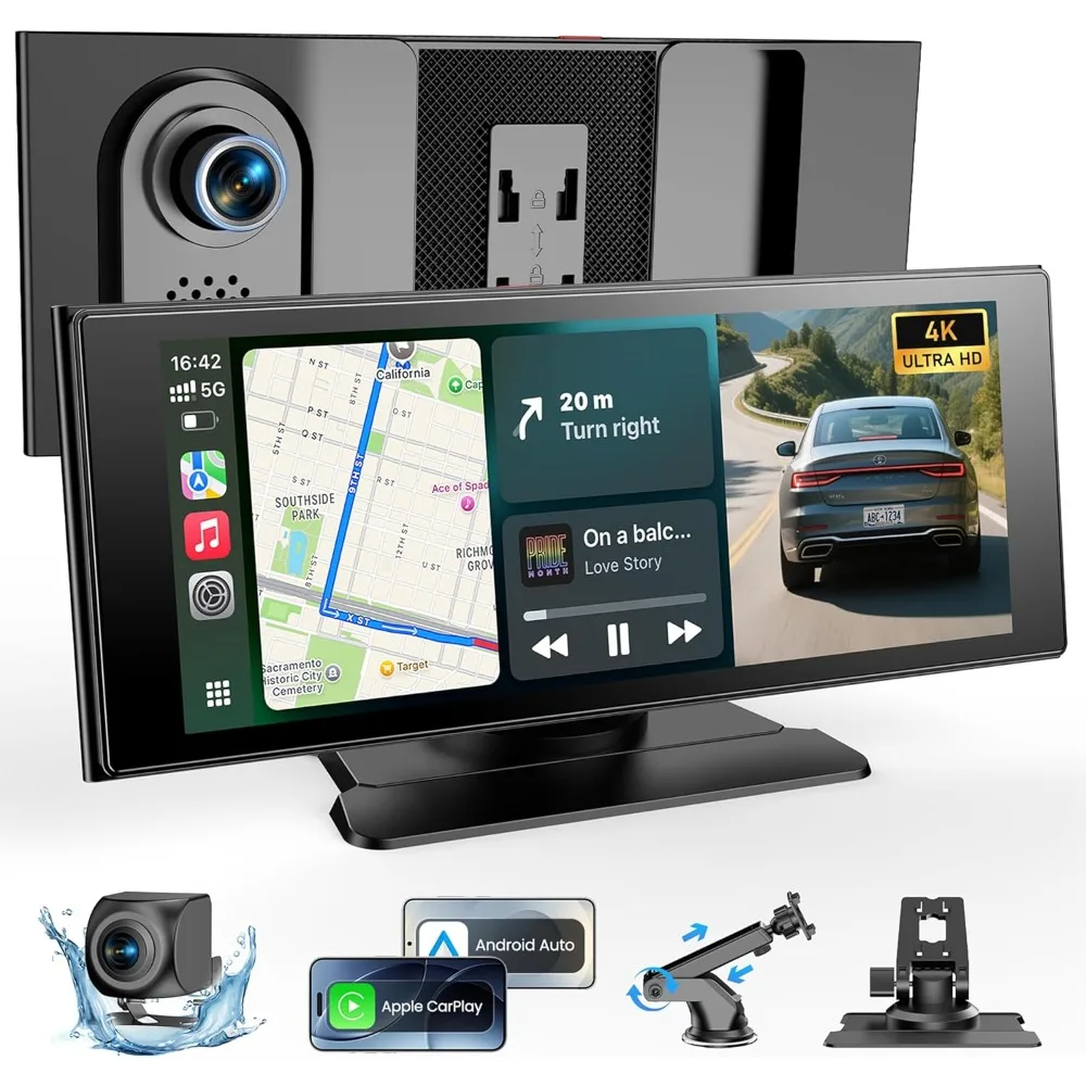 Wireless Car Play Screen, 10.26'' Monitor with Apple Carplay & Android Auto, 4K Dash Cam 64G, 1080P Backup Camera
Wireless Car Play Screen, 10.26'' Monitor with Apple Carplay & Android Auto, 4K Dash Cam 64G, 1080P Backup Camera