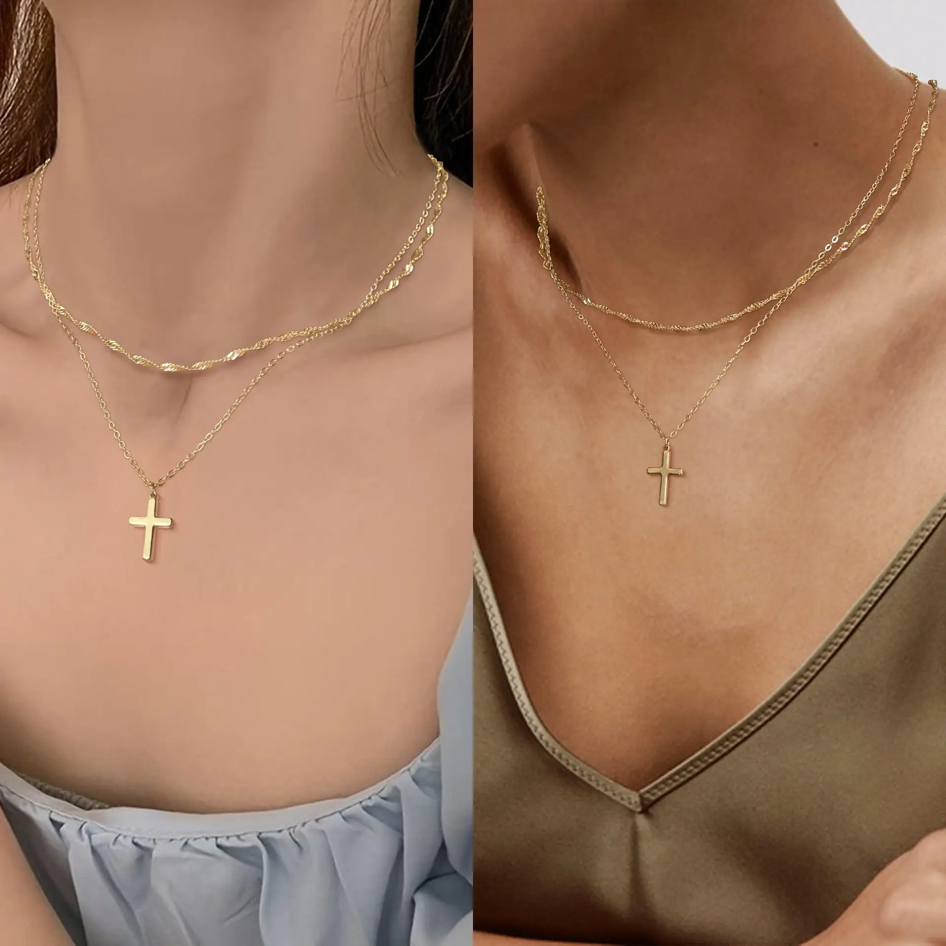 Cross Necklace for Women Gold Plated Layered Tiny Choker Trendy Jewelry Gifts Collier Femme
Cross Necklace for Women Gold Plated Layered Tiny Choker Trendy Jewelry Gifts Collier Femme