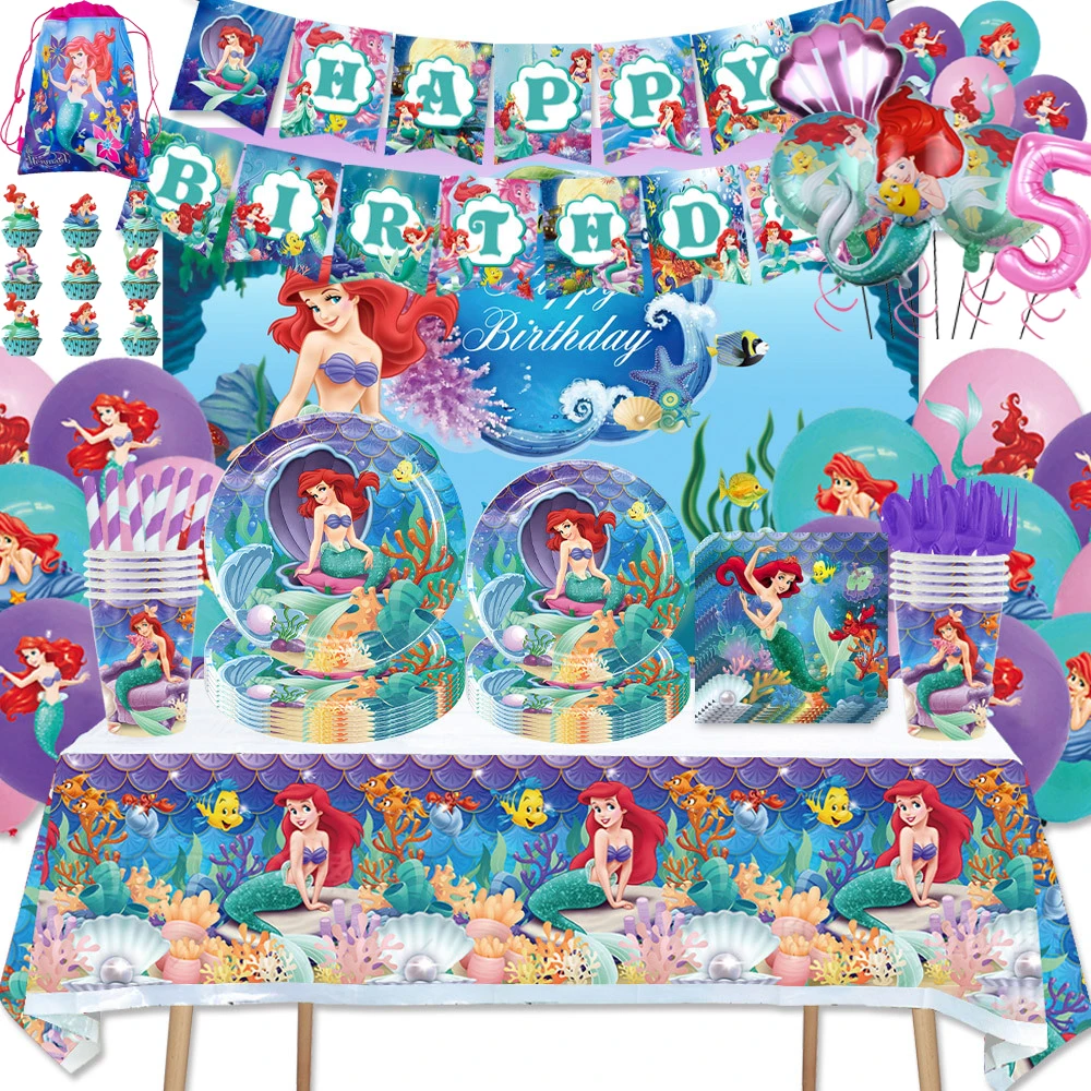 The Little Mermaid Birthday Party Decoration Princess Ariel Set Kids Favor Balloon Plate Cup Tablecloth Baby Shower Girl Supplie
The Little Mermaid Birthday Party Decoration Princess Ariel Set Kids Favor Balloon Plate Cup Tablecloth Baby Shower Girl Supplie