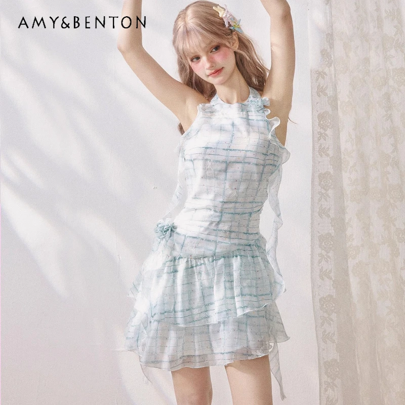 Original Design Plaid Printing Women's Neck Dress Summer Backless Three-dimensional Flower Polka Dot Ruffle Edge Dresses Ladies
Original Design Plaid Printing Women's Neck Dress Summer Backless Three-dimensional Flower Polka Dot Ruffle Edge Dresses Ladies