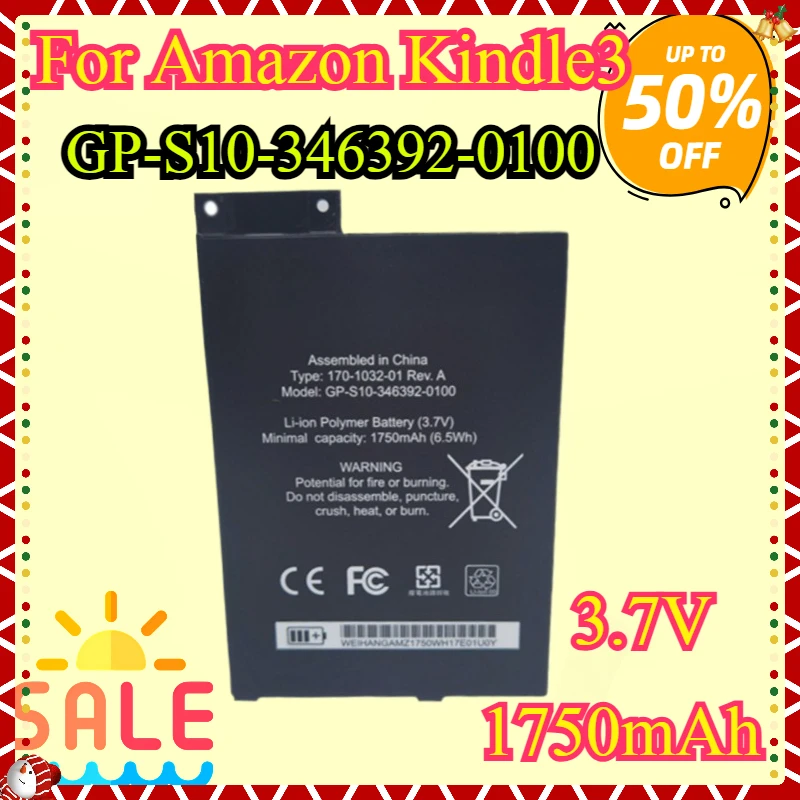 New GP-S10-346392-0100 Replacement Battery For Amazon Kindle3 Kindle 3 S11GTSF01A D00901 E-Reader 1750mAh
New GP-S10-346392-0100 Replacement Battery For Amazon Kindle3 Kindle 3 S11GTSF01A D00901 E-Reader 1750mAh