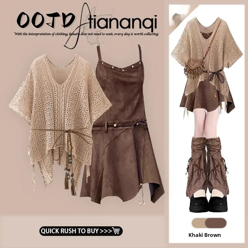 Summer 2026 Slimming High Waist Ethnic Style Dress Two Piece Set Vintage Top And Skirt Combo Fashionable Casual Women's Outfit
Summer 2026 Slimming High Waist Ethnic Style Dress Two Piece Set Vintage Top And Skirt Combo Fashionable Casual Women's Outfit
