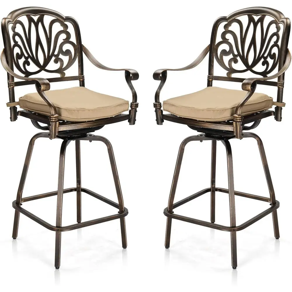 Комплект из 2 уличных вращающихся барных стульев, стулья для патио из литого алюминия, устойчивые к атмосферным воздействиям обеденные стулья с элизабетанским дизайном спинки
Комплект из 2 уличных вращающихся барных стульев, стулья для патио из литого алюминия, устойчивые к атмосферным воздействиям обеденные стулья с элизабетанским дизайном спинки