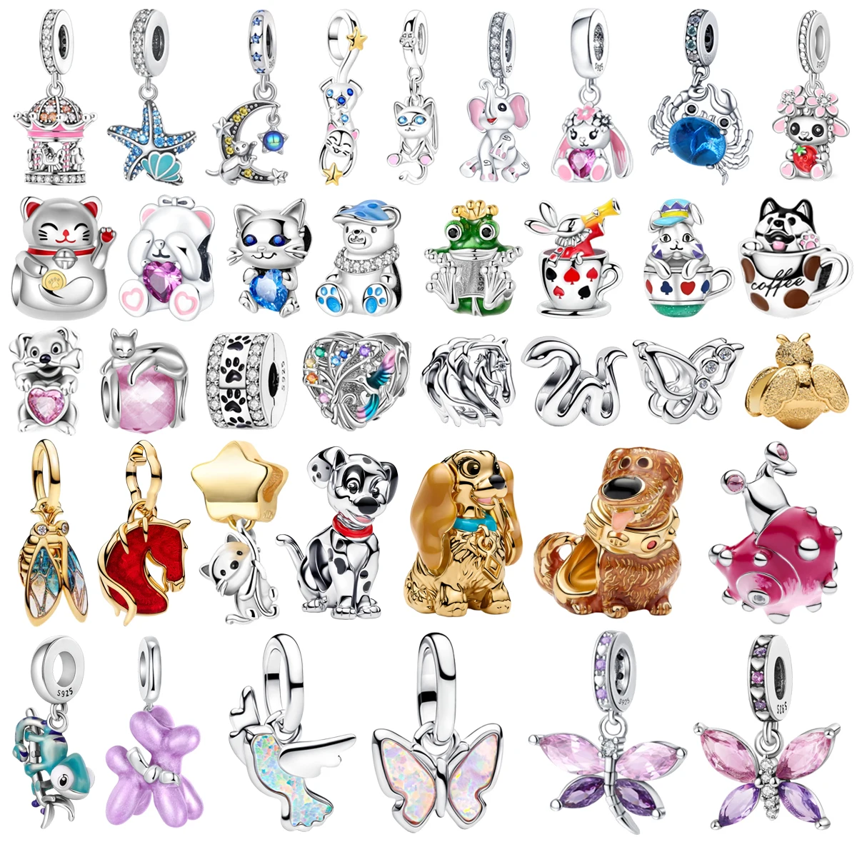 New 925 Sterling Silver Cute Animal Theme Butterfly Dog Lucky Cat Rabbit Bead Pendant fit Women's Bracelet Necklace Jewelry Gift
New 925 Sterling Silver Cute Animal Theme Butterfly Dog Lucky Cat Rabbit Bead Pendant fit Women's Bracelet Necklace Jewelry Gift