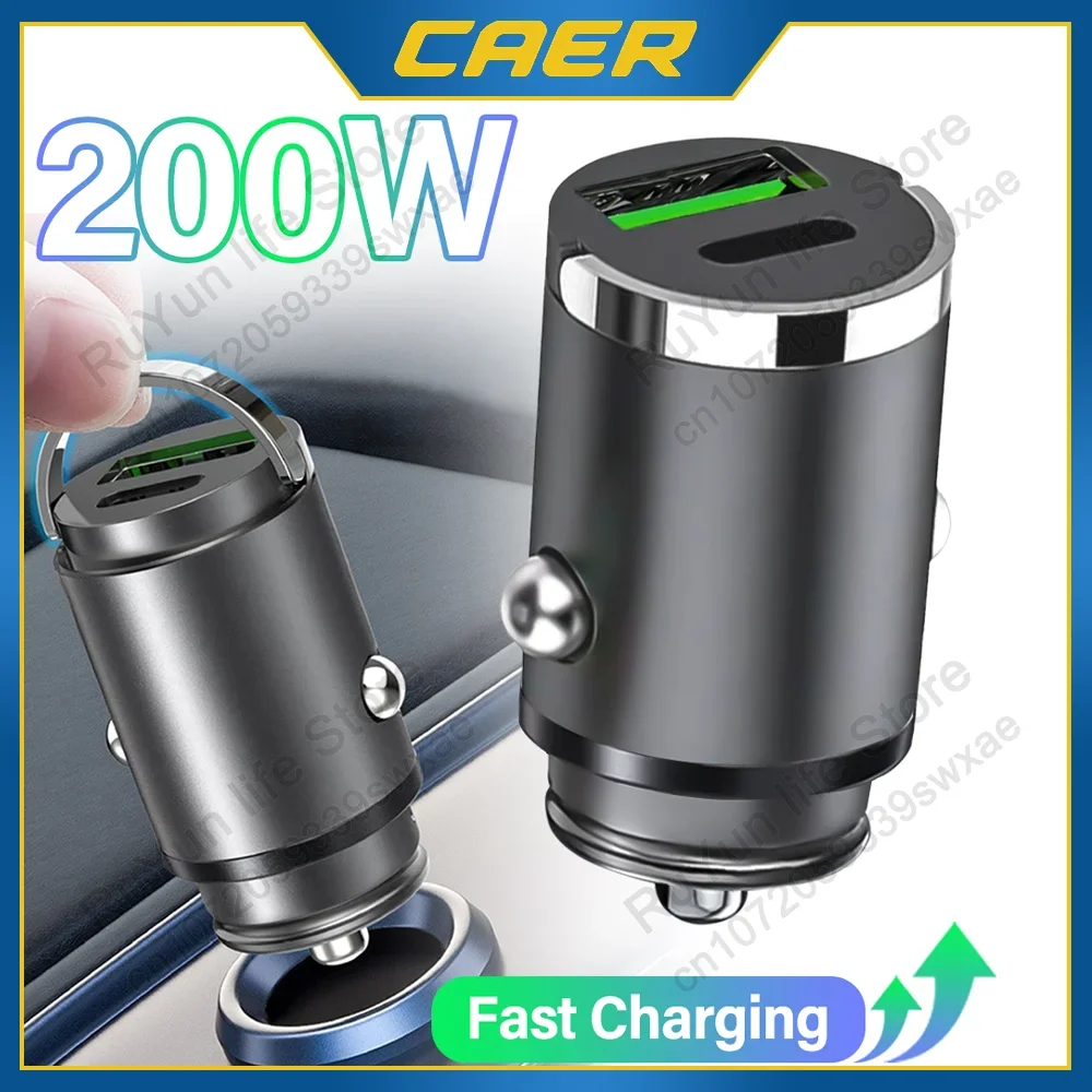200W PD Mini Car Charger 12-24V Lighter Fast Charging USB Type C Cigarette Socket Lighter Aluminum Alloy for iPhone Samsung
200W PD Mini Car Charger 12-24V Lighter Fast Charging USB Type C Cigarette Socket Lighter Aluminum Alloy for iPhone Samsung