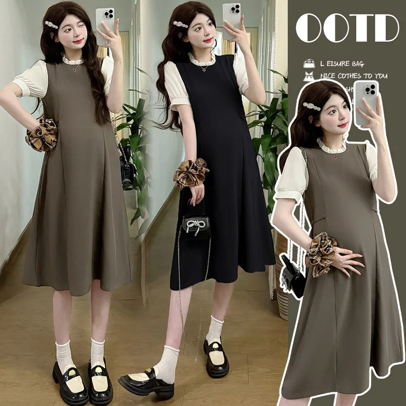 Maternity Dress Summer 2026 Color Blocking Puff Short Sleeve Ruffle Collar Dress A Line for Pregnant Women Elegant
Maternity Dress Summer 2026 Color Blocking Puff Short Sleeve Ruffle Collar Dress A Line for Pregnant Women Elegant