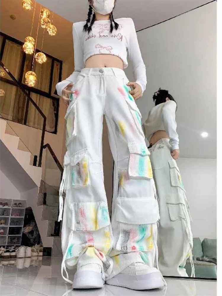 High Street Wide Leg Jeans Pockets Draw String Tie Dye High Waist Cargo Pants Spicy Girl Streetwear Y2k 2025 New Women Clothing
High Street Wide Leg Jeans Pockets Draw String Tie Dye High Waist Cargo Pants Spicy Girl Streetwear Y2k 2025 New Women Clothing