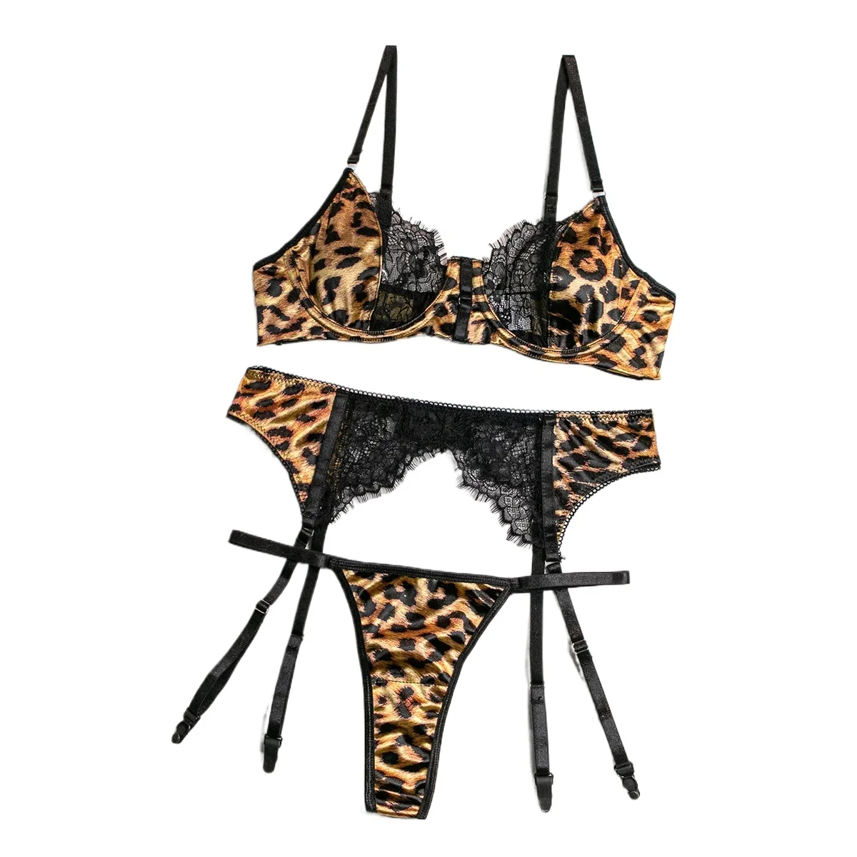 KUCLUT Leopard Printed Lace Patchwork Lingerie Set Women Comfortable Three Piece Bra and Panty Set Female Exotic Apparel Suit
KUCLUT Leopard Printed Lace Patchwork Lingerie Set Women Comfortable Three Piece Bra and Panty Set Female Exotic Apparel Suit