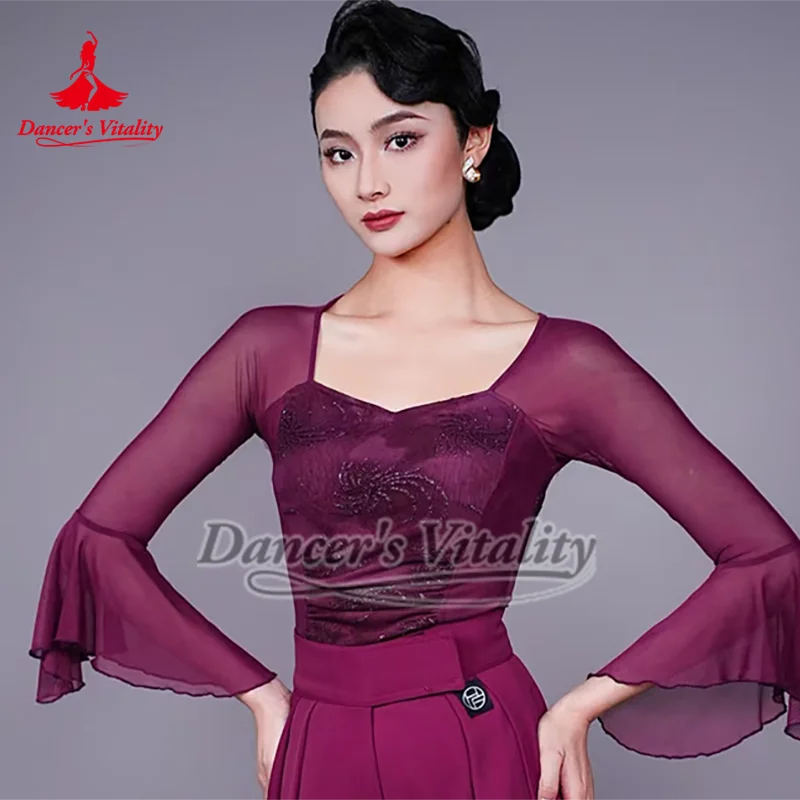 Waltz Tango Matching Tops Standard Modern Professional Practice Jumpsuit Ballroom Latin Training Dance Group Perform Clothing
Waltz Tango Matching Tops Standard Modern Professional Practice Jumpsuit Ballroom Latin Training Dance Group Perform Clothing