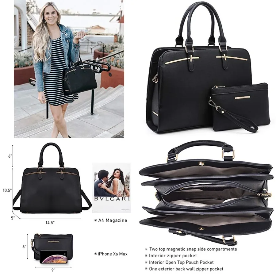 Women Handbag Wallet Tote Shoulder Hobo Bag Top Handle Satchel Purse Set 2pcs with 3 Compartments
Women Handbag Wallet Tote Shoulder Hobo Bag Top Handle Satchel Purse Set 2pcs with 3 Compartments