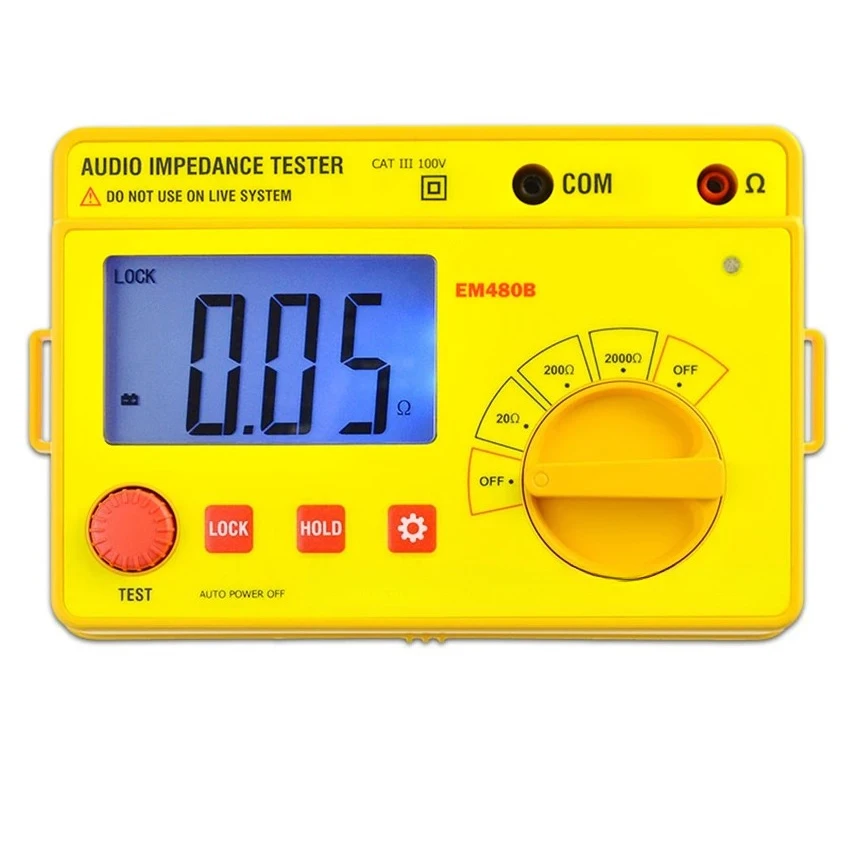EM480B Digital Audio Impedance Tester Meter Test Range 20Ω/200Ω/2000Ω Resistance Meter 1KHz Test Frequency Data Hold
EM480B Digital Audio Impedance Tester Meter Test Range 20Ω/200Ω/2000Ω Resistance Meter 1KHz Test Frequency Data Hold