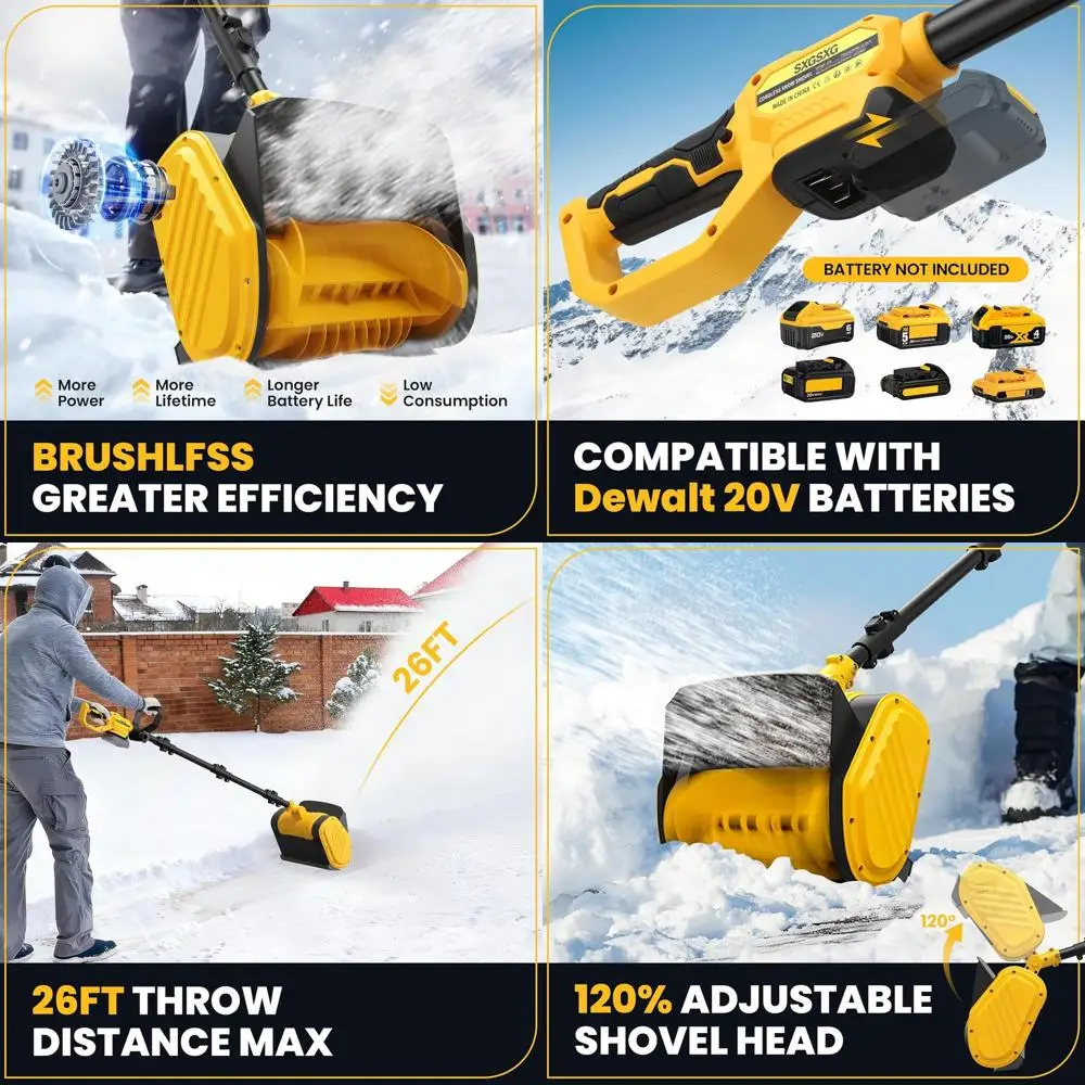 Cordless 11 Brushless Snow Blower with Adjustable Handle, 26 FT Throw Distance, Ideal for Driveway, Sidewalk, and Deck (20V, No
Cordless 11 Brushless Snow Blower with Adjustable Handle, 26 FT Throw Distance, Ideal for Driveway, Sidewalk, and Deck (20V, No