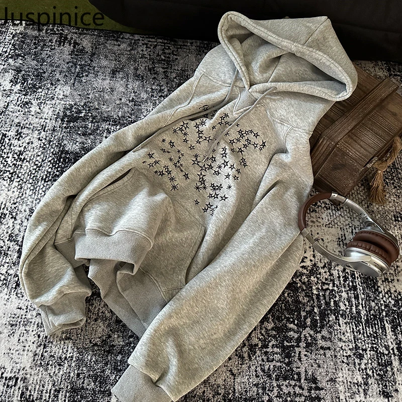 Juspinice Vintage American Retro Gray Star Hooded Sweatshirt Autumn Casual Long Sleeved Hoodie Top Versatile Female Clothing
Juspinice Vintage American Retro Gray Star Hooded Sweatshirt Autumn Casual Long Sleeved Hoodie Top Versatile Female Clothing