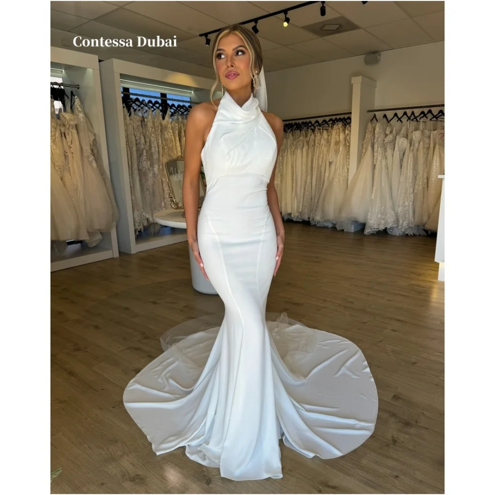 Sansa Dubai Blue Mermaid Halter Neck Prom Dresses Sleeveless Customized فساتين سهرة Chapel Train vestido de gala noche mujer
Sansa Dubai Blue Mermaid Halter Neck Prom Dresses Sleeveless Customized فساتين سهرة Chapel Train vestido de gala noche mujer
