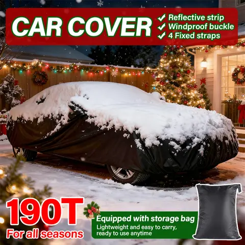 190T Universal Black SUV Four-Door Car Full Cover Winter Insulated Rain And Snow Resistant Zipper Design Car Cover
