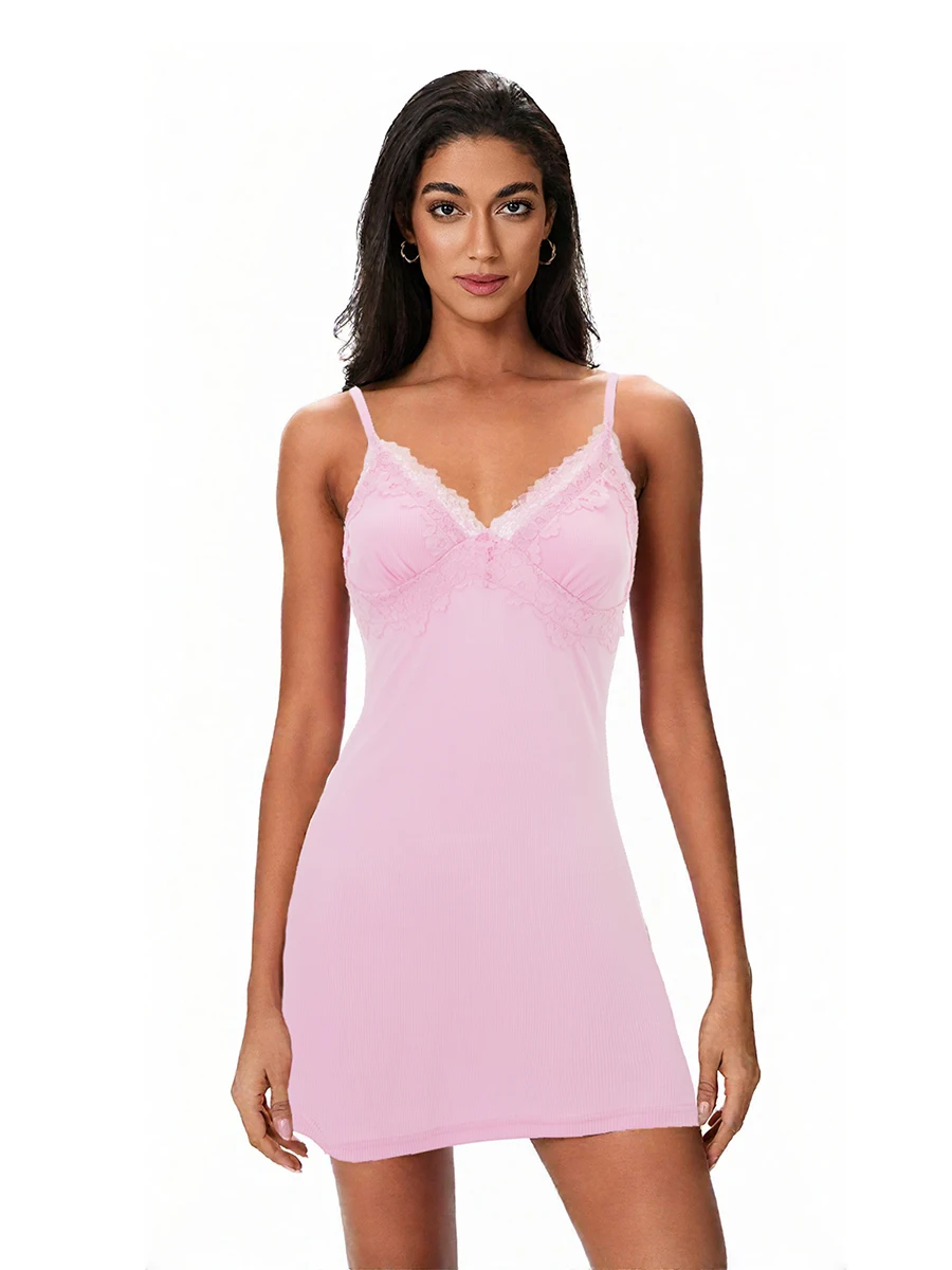 Women Sleeveless Mini Nightgowns Summer Lace Trim V-Neck Slim Night Dress for Ladies Lightweight Sleep Dress Cute Sleepwear
Women Sleeveless Mini Nightgowns Summer Lace Trim V-Neck Slim Night Dress for Ladies Lightweight Sleep Dress Cute Sleepwear