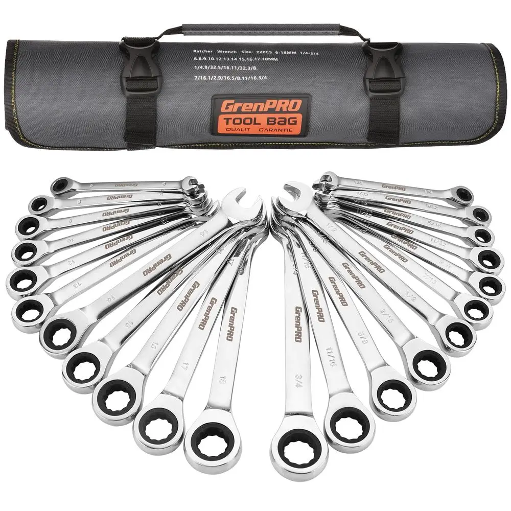 Ratcheting Wrench Set, Combination Wrench Set, 22Piece SAE amp Metric and Standard, 72Th Long Open End, 1 4 to 3 4 amp 618mm, O
Ratcheting Wrench Set, Combination Wrench Set, 22Piece SAE amp Metric and Standard, 72Th Long Open End, 1 4 to 3 4 amp 618mm, O