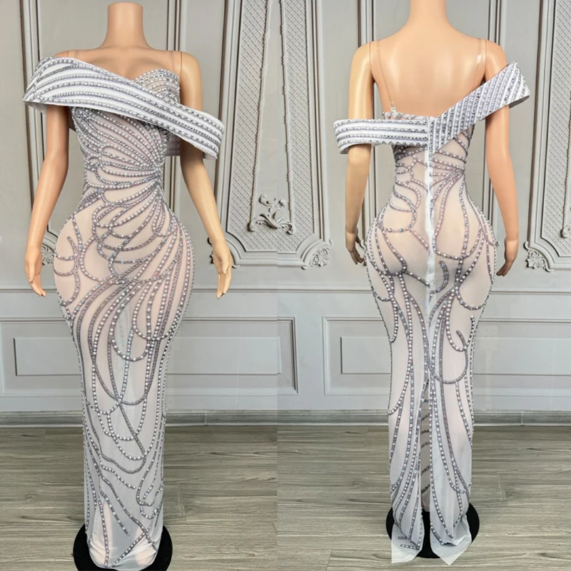 Slanted Shoulder Party Jazz Costume Full Rhinestones Evening Dress Women Festival Dresses Stage Performance Outfit XS9694 
Slanted Shoulder Party Jazz Costume Full Rhinestones Evening Dress Women Festival Dresses Stage Performance Outfit XS9694