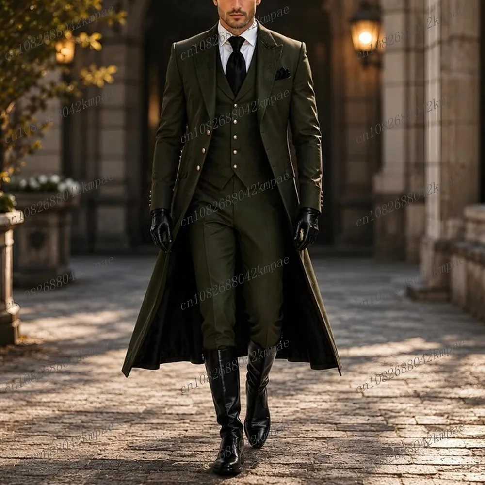 Long Blazer Army Green Formal Men Suit Groom Wedding Party Prom Business Male Tuxedos 3 Piece Set Jacket Vest Pants
Long Blazer Army Green Formal Men Suit Groom Wedding Party Prom Business Male Tuxedos 3 Piece Set Jacket Vest Pants