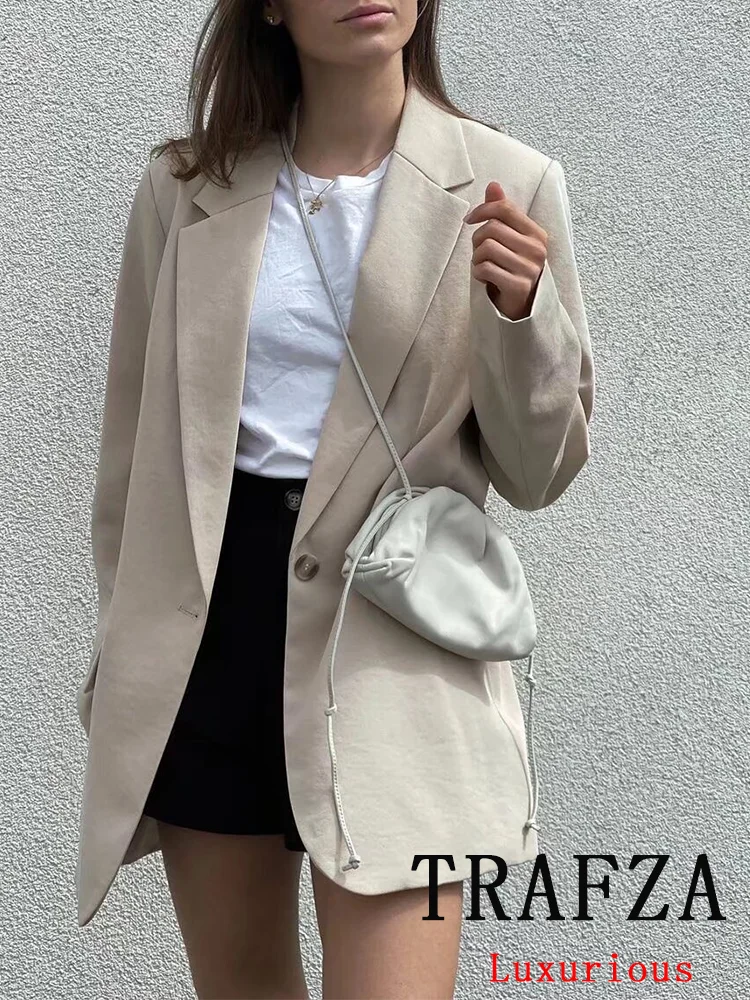 TRAFZA Vintage Chic Casual Women Blazer Solid Single Button V Neck Long Sleeve Pockets Blazer Fashion 2024 Office Lady Blazers
TRAFZA Vintage Chic Casual Women Blazer Solid Single Button V Neck Long Sleeve Pockets Blazer Fashion 2024 Office Lady Blazers