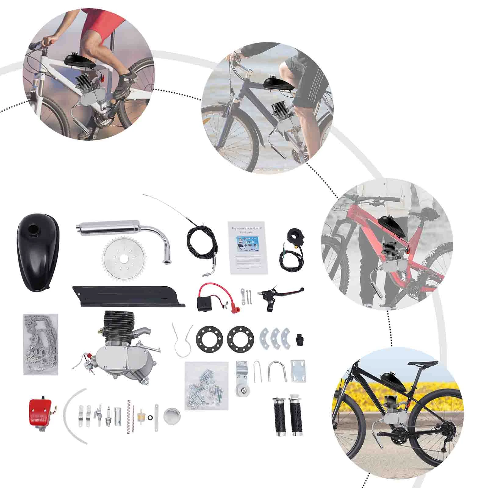 100cc Bicycle Engine Kit 2 Stroke Motorized Bike Motor Set Gas Fuel-efficient Petrol Fit for 26"-28" Bikes, 36 Teeth Full Set
100cc Bicycle Engine Kit 2 Stroke Motorized Bike Motor Set Gas Fuel-efficient Petrol Fit for 26"-28" Bikes, 36 Teeth Full Set