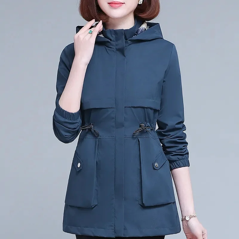Trench Coat Womens 2024 New Korean Spring Autumn Long Sleeve Hooded Casual Slim Windbreaker Female Outerwear Overcoat
Trench Coat Womens 2024 New Korean Spring Autumn Long Sleeve Hooded Casual Slim Windbreaker Female Outerwear Overcoat
