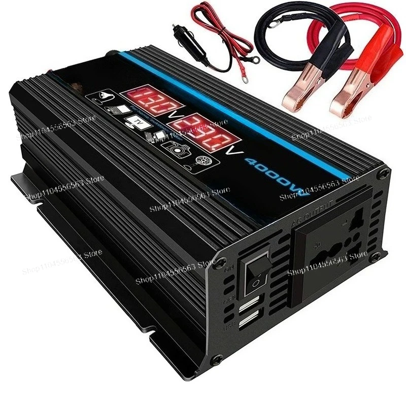 Автомобильный инвертор мощностью 4000 Вт (12–220 В) — трансформатор напряжения со светодиодным дисплеем и двойным USB для бытовой техники
Автомобильный инвертор мощностью 4000 Вт (12–220 В) — трансформатор напряжения со светодиодным дисплеем и двойным USB для бытовой техники