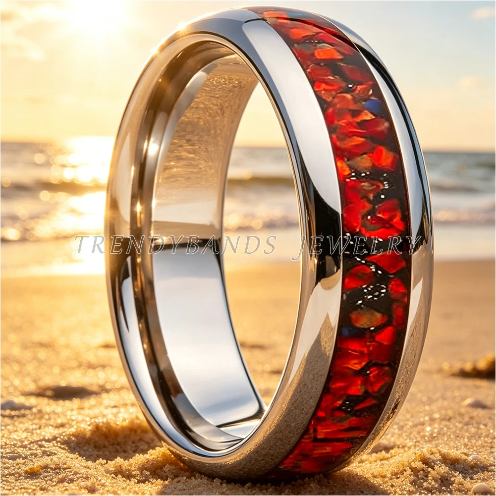 8mm Men's and Women's Wedding Band Tungsten Carbide Engagement Ring Opal Inlaid Fashion Jewelry Polished Shiny Comfortable Fit
8mm Men's and Women's Wedding Band Tungsten Carbide Engagement Ring Opal Inlaid Fashion Jewelry Polished Shiny Comfortable Fit
