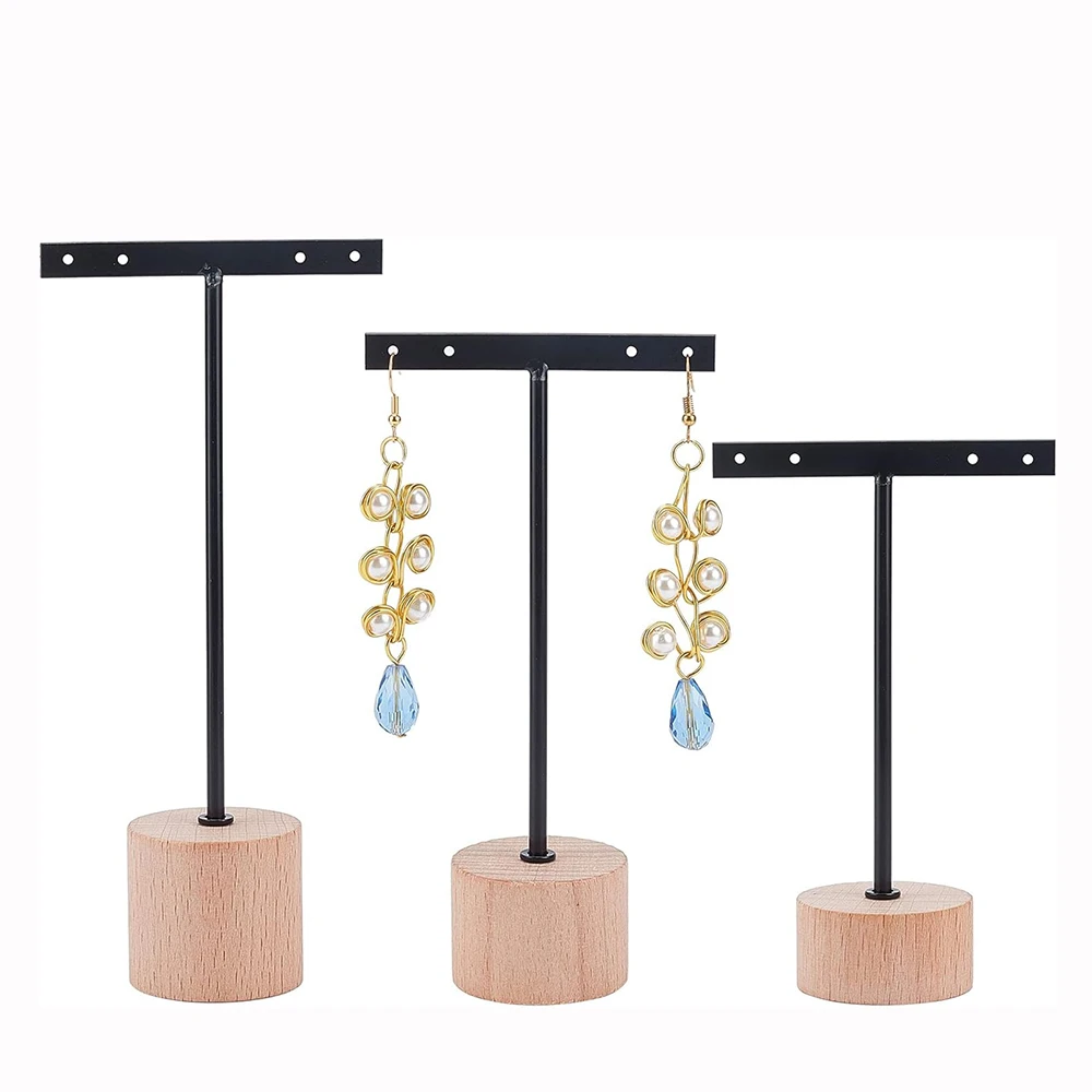 Earrings Display Stand Jewelry Earrings Stud Organizer Wooden Bottom Holder Metal T-Bar Earring Hanging Holders 3-Piece
Earrings Display Stand Jewelry Earrings Stud Organizer Wooden Bottom Holder Metal T-Bar Earring Hanging Holders 3-Piece