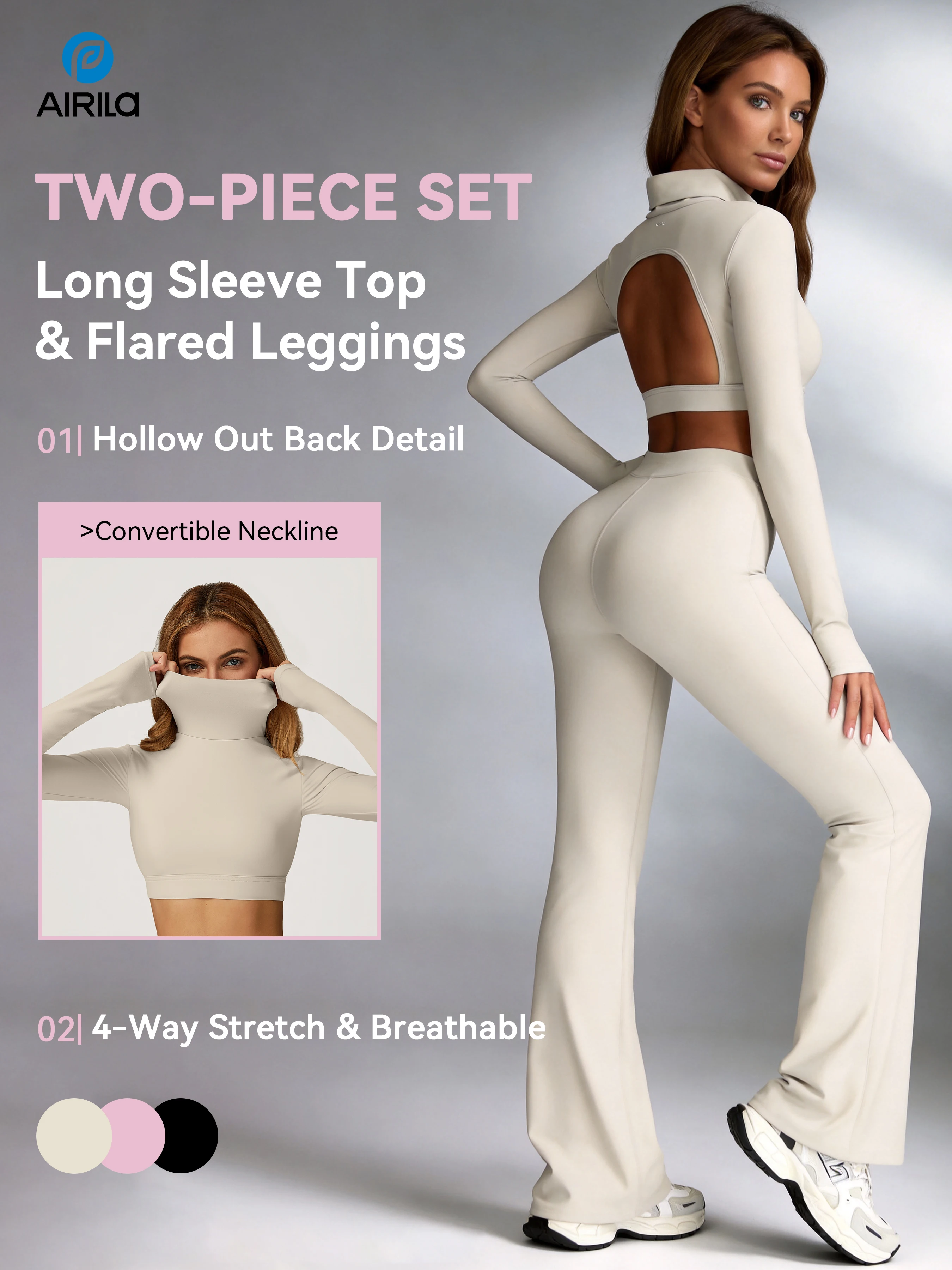 Women's High-Neck Long-Sleeve Yoga Set, Back-Cutout Flared Pants, with Removable Pads, Tummy Control and Butt-Lifting Fitness Wear
Women's High-Neck Long-Sleeve Yoga Set, Back-Cutout Flared Pants, with Removable Pads, Tummy Control and Butt-Lifting Fitness Wear
