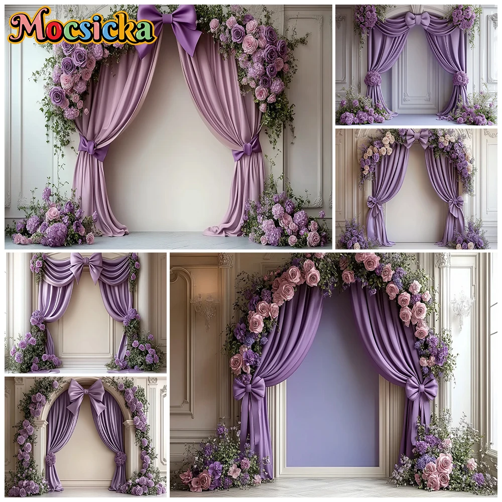 Mocsicka Wedding Photography Backdrop Purple Curtain Bow Flowers Decor Adult Children Portrait Photo Studio Background Wallpaper
Mocsicka Wedding Photography Backdrop Purple Curtain Bow Flowers Decor Adult Children Portrait Photo Studio Background Wallpaper
