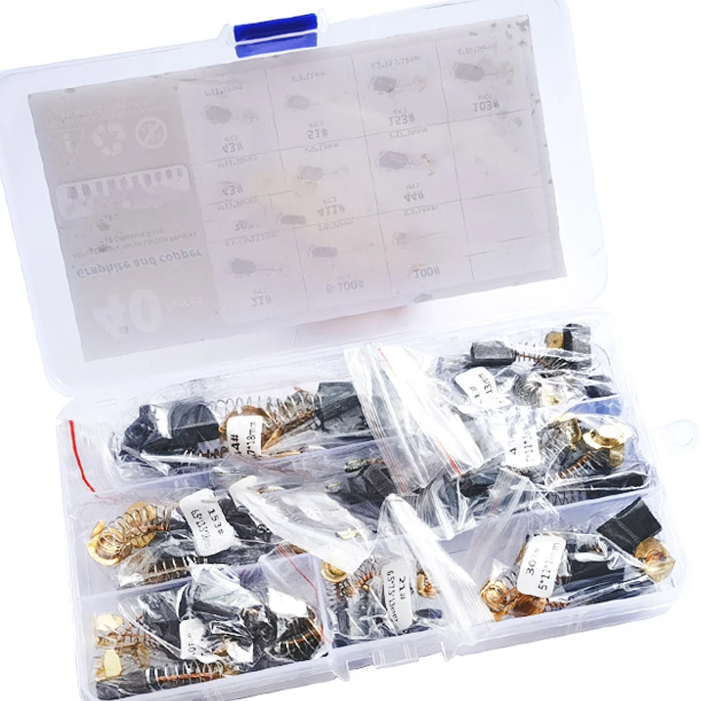 Набор электрических угольных щеток, 40 шт./компл., ремонт электроинструментов с 10 размерами для угловых шлифовальных машин и обслуживания дрелей
Набор электрических угольных щеток, 40 шт./компл., ремонт электроинструментов с 10 размерами для угловых шлифовальных машин и обслуживания дрелей