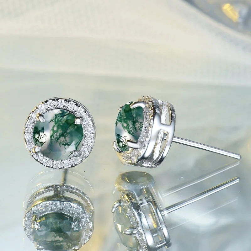 Non Fading, Anti Allergic, Fashionable Round Water Grass Agate Edged Zircon Earrings with Versatile Accessories for Girlfriends
Non Fading, Anti Allergic, Fashionable Round Water Grass Agate Edged Zircon Earrings with Versatile Accessories for Girlfriends