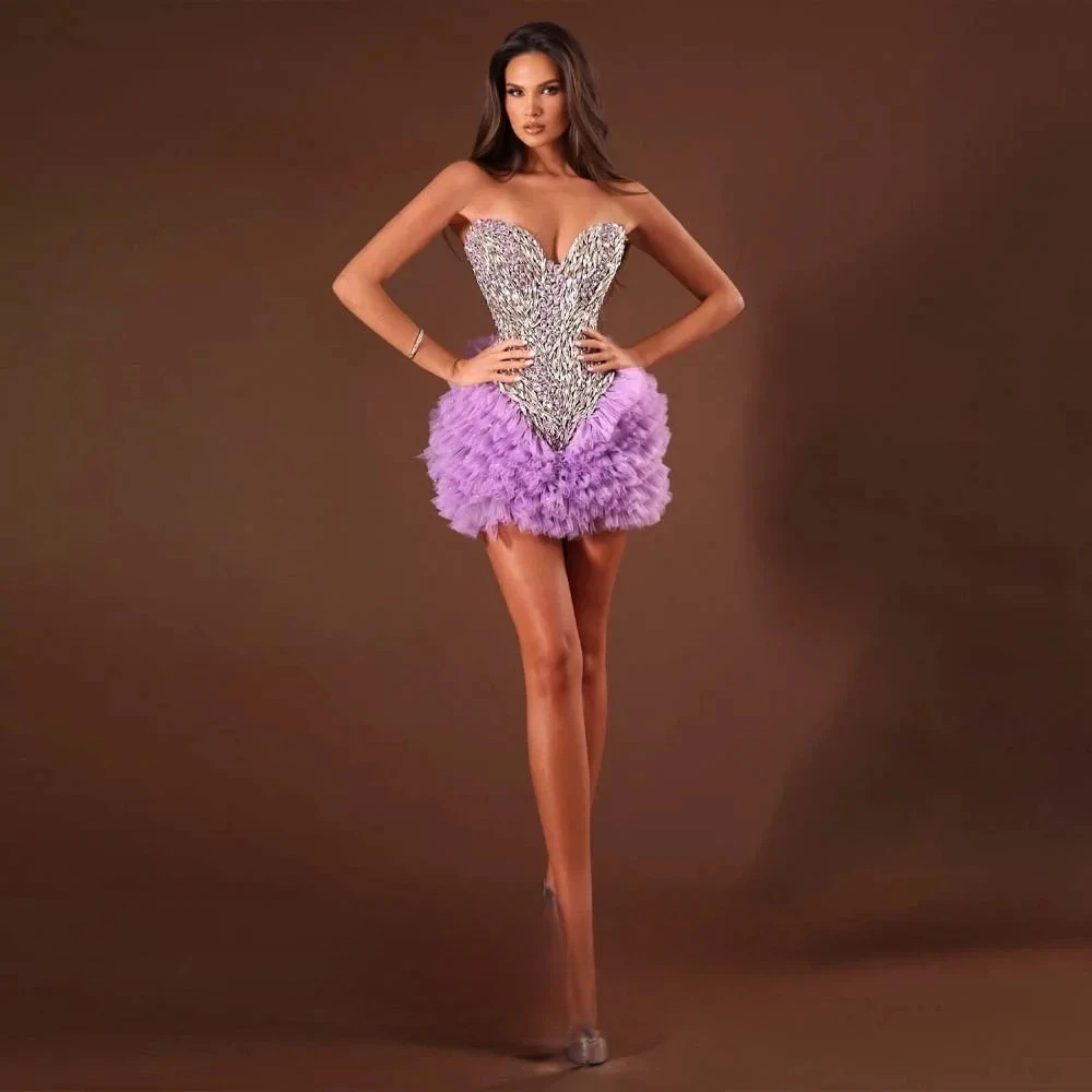 2026 Luxury Strapless Rhinestone Tiered Mini Homecoming Dress Ruffles Pleated Beaded A Line Evening Cocktail Party Wear Custom
2026 Luxury Strapless Rhinestone Tiered Mini Homecoming Dress Ruffles Pleated Beaded A Line Evening Cocktail Party Wear Custom