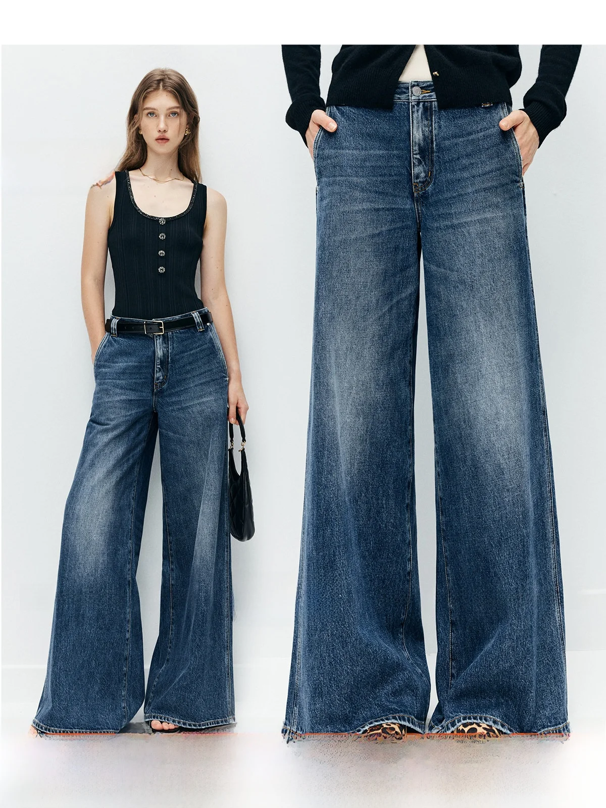 Non-Fading Heavyweight Cotton Bell Bottom Jeans High Waist Wide Leg Denim Pants Gentle Washed Pigpighouse Ladies Jeans
Non-Fading Heavyweight Cotton Bell Bottom Jeans High Waist Wide Leg Denim Pants Gentle Washed Pigpighouse Ladies Jeans