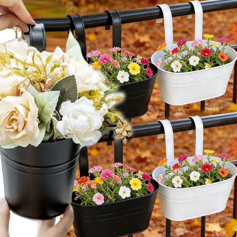 Garden Hanging Planters Outdoor Balcony Flower Pot Drainage Hole Metal Railing Basket Window Fence Bucket Plant Holder Desktops
Garden Hanging Planters Outdoor Balcony Flower Pot Drainage Hole Metal Railing Basket Window Fence Bucket Plant Holder Desktops