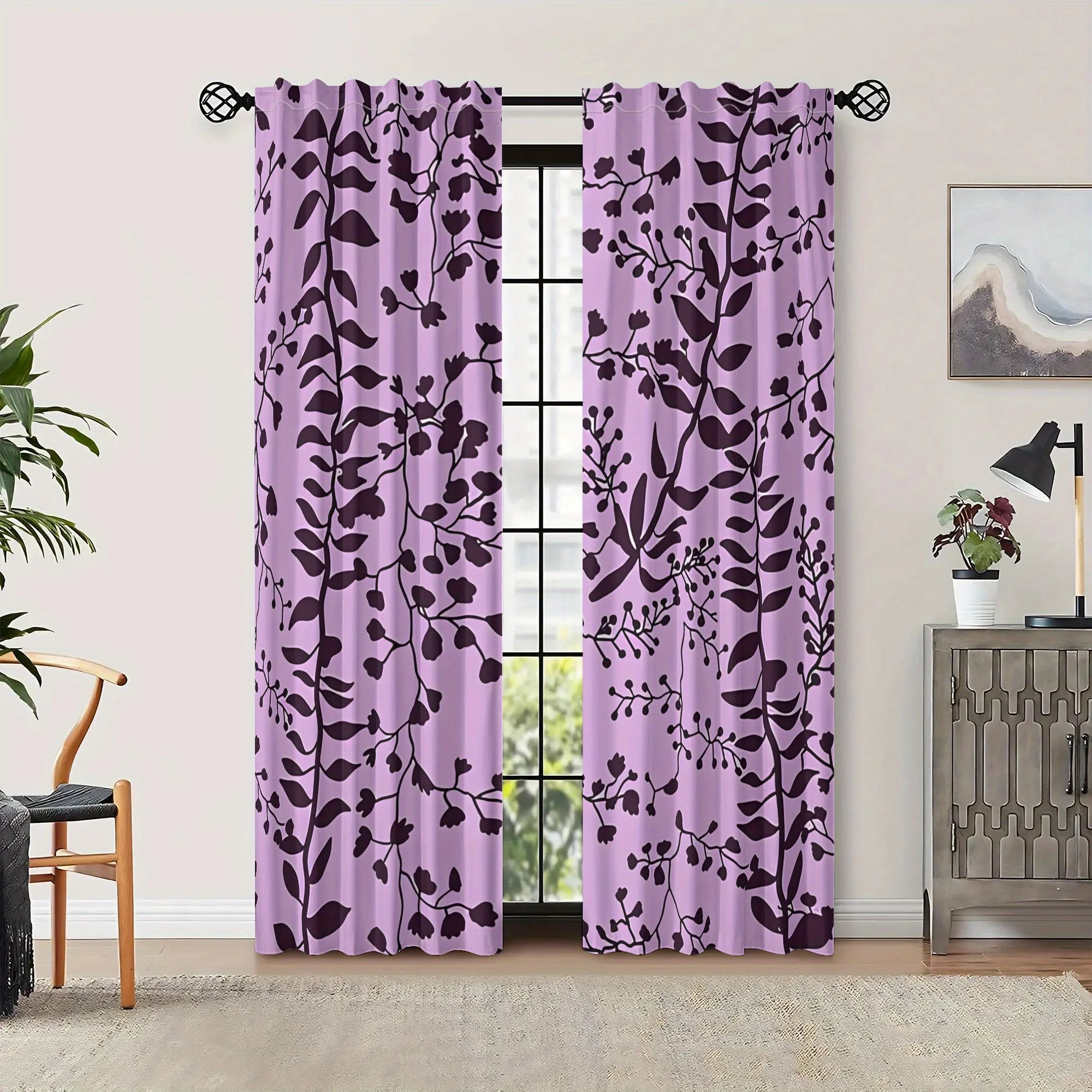Elegant Purple Floral Botanical Leaf Curtains Window Drapery Home Decor Living Room Curtain Panels Patio Window
Elegant Purple Floral Botanical Leaf Curtains Window Drapery Home Decor Living Room Curtain Panels Patio Window