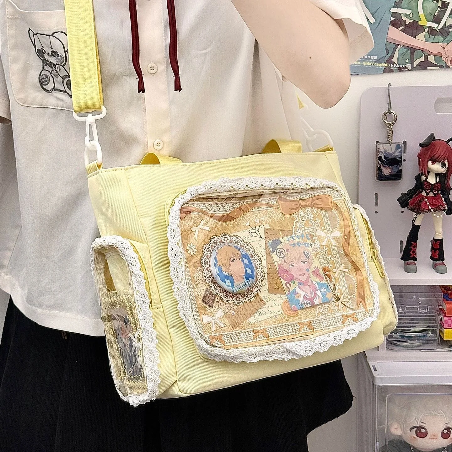 Bags for Women Ita Bag Shoulder Bag Lace Crossbody Bag with Transparent Pocket 10cm Doll Bag Student School Bag Y2K Bag
Bags for Women Ita Bag Shoulder Bag Lace Crossbody Bag with Transparent Pocket 10cm Doll Bag Student School Bag Y2K Bag